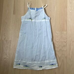 Girls summer slip pleated embroidered dress fully lined cotton sz 6